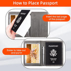 WALNEW Passport Holder for Travel, RFID Passport Cover Wallet for Women Men, PU Leather Passport Book Card Holder Case with Pen (Upgraded, Upgraded-Gray)
