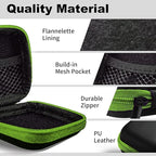 Square Earbud Case Portable EVA Carrying Case Storage Bag Cell Phone Accessories Organizer with Carabiner for Earphone, Earbud, Earpieces, SD Memory Card, Camera Chips, Tech Pouch, Green