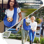 Pawaboo Small Dog Sling Carrier, Reversible Hands Free Dog Sling Carriers for Small Dogs and Cats, Puppy Slings Carrier with Safety Harness, Puppy Essentials, Sapphire Blue