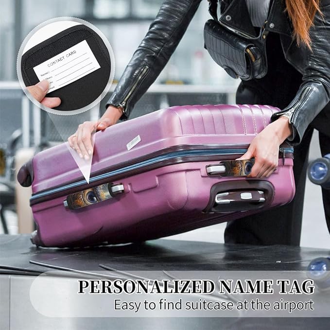 Abstract Colorful Devil Eye 2 Pack Luggage Handle Wrap Set of Neoprene Luggage Tags for Suitcases Bag Strap Wrap Cover Travel Airplane Accessories Covers Markers Sleeve Grips Identifiers Cruise