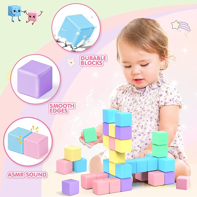 45pcs Magnetic Blocks for Kids Ages 3-5,Magnetic Building Blocks for Toddlers Girl Toys,Creative Sensory Toys 4-8 Magnet Cubes Toys Gifts for 3 4 5 6 7 8 Year Old Boys & Girls Valentines Day Toy