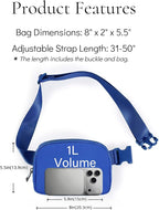 YOSHUYUKI Fanny Pack Cross Body Bag Small Crossbody Bags for Women Men Trendy Nylon Waterproof Mini Purse Travel Running Belt Lulu Dupes Bum Hip Chest Waist Pack Side Bag Must Have Blue