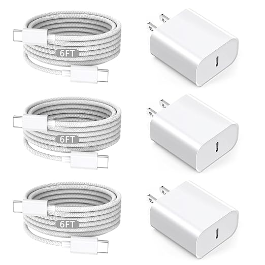 [Apple MFi Certified] iPhone Charger Fast Charging,6FT 3Pack Fast USB C Wall Chargers Plug Adapter USB C to C Cable Cord for Apple iPhone 17E/17/17 Pro/17 Pro max/Air/16/16 Pro Max/15,iPad Pro,Airpods
