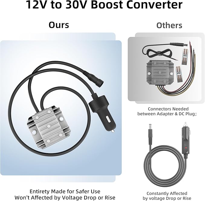 Starlink Mini Cable Car Adapter with Step Up Converter, 12V Power Cable with Cigarette Lighter Plug, 10-28V to 30V 3.5A Conversion Kit for Truck RV No Worry About Voltage Drop or Rise