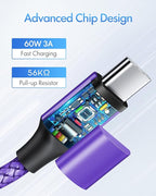 etguuds Purple USB C to USB C Cable 3ft, 2-Pack 60W USBC to USBC Cord, Type C to C Charger Cable Fast Charging for iPhone 17 16 15 Pro Max Plus Air, Samsung Galaxy S25 S24 S23, for MacBook/iPad, Pixel