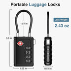 Puroma TSA Approved Luggage Travel Locks with Open Alert Indicator, 4 Digit Combination Resettable Code Zinc Alloy Lock for Suitcase, Backpack, Bag, Toolbox, Locker (2 Pack, Black)