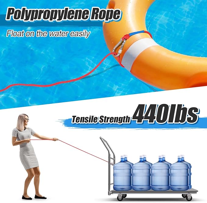 Water Floating Lifesaving Rope - Professional Throwing Pool Life Preserver Rope Line for Swimming Small Kayak Inflatable Boat