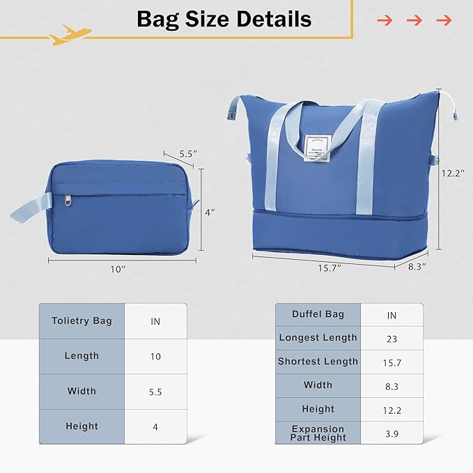 2 Piece Luggage Sets with Bags, Lightweight ExpanableCarry on Luggage Sets, Hardshell ABS Spinner Wheels Suitcase with TSALock,for Women Men, 20 IN & 24 IN, Blue
