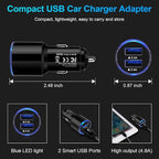 USB Car Charger, 2Pack 4.8A Fast Charging Dual Port USB Cigarette Lighter Adapter for iPhone 15 14 13 12 11 Pro Max SE XR X 8 7 6, iPad, Samsung Galaxy S23 S22 S21 S20 S10 S9 S8 S7 A51,Android,Kindle