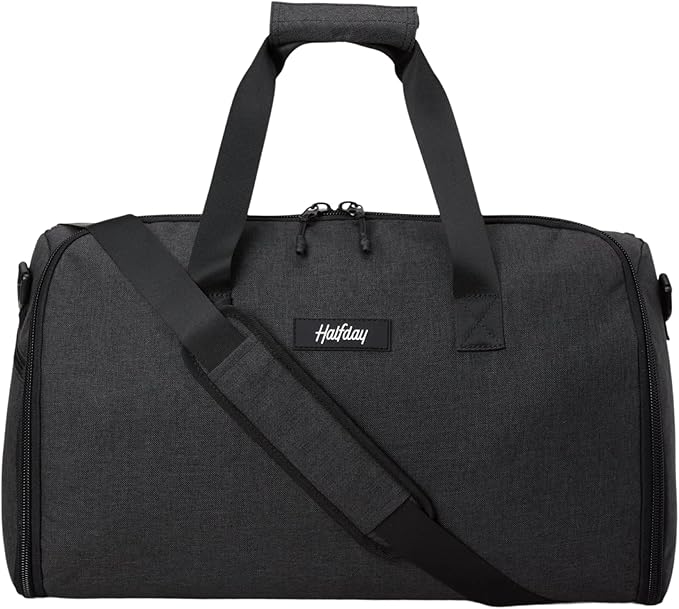 Halfday Convertible 2-in-1 Garment Duffel Weekender Bag 40L: Wrinkle-Free Travel (Hanging Suit Compartment, Shoe Pockets, Trolley Sleeve), Durable & Water-Resistant Carry-on, Shadow