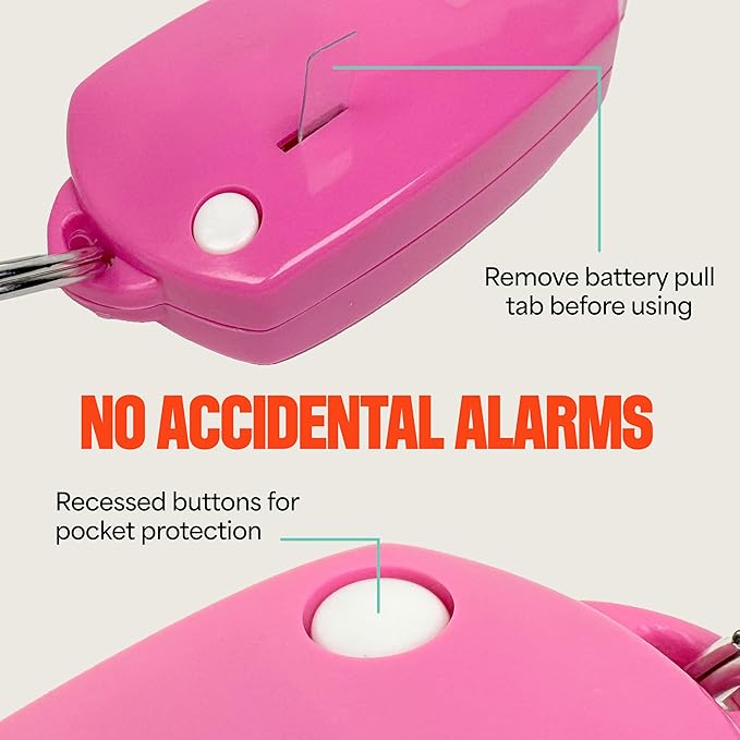 Mace Personal Safety Alarm - Loud 130db Siren, Built in Emergency Whistle, Easy On/Off Push Button Activation, Batteries Included, Personal Alarm for Women & Men - Neon Pink