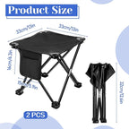 2 Pack Camping Stool,13 Inch Portable Folding Stool Compact Camping Chair Lightweight Stools Seat for Outdoor Gardening and Beach Hiking Fishing, Foot Stools with Carry Bag (Black)