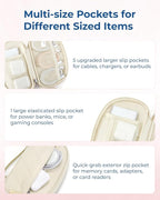 BAGSMART Cord Organizer Travel Cable Bag, Compact Tech Electronic Organizer Travel Case, Essentials for Charger, Cable, Phone, Flash drive - Beige