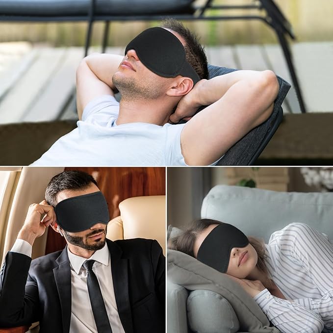 Gritin 100% Blackout Sleep Eye Mask for Women Men, Zero Pressure Sleeping Mask - Ergonomic Design 3D Cutout Eye Movement and Eyelash Friendly Night Blindfold, Ultra Soft Comfortable for Sleeping