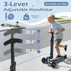 Scooter Luggage for Kids Scooter Suitcase for Ages 4-12, 4 in 1 Kids Luggage Boarding Suitcase Detachable & Foldable Scooter Travel Trolley Ride On Luggage-Black