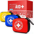 EVERLIT CARE Mini-Aid First Aid Kit | Compact & Lightweight Case with Carabiners for Travel | Family & Kid Friendly 180 Pcs Wound Care Supplies for School, Work, Outdoor, Home & Office | Pack of 3