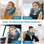 Keemall 2Pack Inflatable Travel Neck Pillow for Airplane Train Car Washable Pillowcase U Shaped Office Napping Pillow