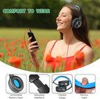 Rydohi Bluetooth Headphones Over Ear, 68H Playtime 3 EQ Music Modes Wireless Headphones with Microphone/Deep Bass, Foldable Lightweight Headset for PC Home Travel Office(Black Blue)