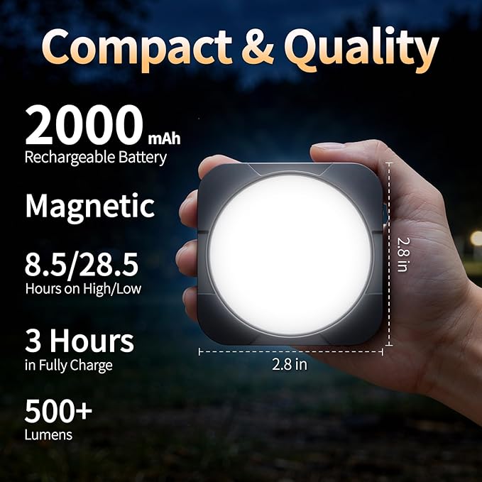 FLY2SKY Rechargeable Camping Lights 2000 mAh Tent Lights Portable LED Camping Lantern Survival Gear Essentials Camping Accessories for Hiking Backpacking Fishing Hurricane Emergency Power Outage（1PCS）