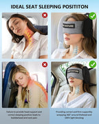 Travel Pillows for Airplanes, Airplane Head Strap with Eye Mask for Long Flight Sleeping Travel, 360° Support Neck Pillow for Plane Car Road Trips Seat Sleep, No Head Waving (White)