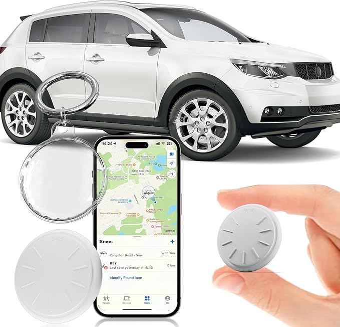 GPS Tracker for Vehicles, 1PCS Mini GPS Tracking with Waterproof Case, Car GPS Tracker Work with Find My (iOS Only), No Monthly Fee