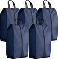5Pcs XL Travel Shoe Bags Portable Travel Gifts Shoe Organizer with Zipper Closure, Waterproof Nylon Shoe Storage Organizer with Handle Travel Bags For Men and Women, Navy