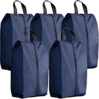 5Pcs XL Travel Shoe Bags Portable Travel Gifts Shoe Organizer with Zipper Closure, Waterproof Nylon Shoe Storage Organizer with Handle Travel Bags For Men and Women, Navy