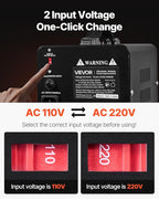 VEVOR Voltage Converter Transformer, 1000VA, Heavy Duty Step Up/Down Power Transformer, Convert from 110V to 220V and 220V to 110V, with EU & US Outlets, US Power Cord, Circuit Breaker Protection