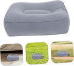 Travel Foot Rest Pillow Inflatable Footrest Lumbar Support Flocking PVC Pillow for Car Airplane Office Camping (Grey)