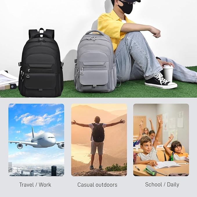 Backpack for Girls, Solid-Color School Backpack for Boys Kids, Aesthetic Girls Bookbag for Elementary School Travel Daypack,Black