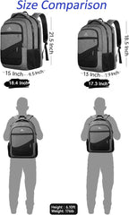 MATEIN Extra Large Laptop Backpack 18.4 Inch, Airplane Approved Travel Backpack with Luggage Strap and Anti Theft Pocket, 50 L College Computer Carry On, Gifts for Business Work Men, Grey Black