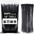 Zip Ties 12 inch, Black Zip Ties 100 pack, 40lb, Cable Ties, Self-locking Wire ties for indoor and outdoor use, by Tantti