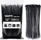 Zip Ties 12 inch, Black Zip Ties 100 pack, 40lb, Cable Ties, Self-locking Wire ties for indoor and outdoor use, by Tantti