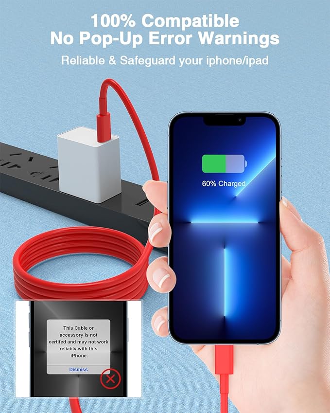Susnwere USB C to Lightning Cable (2pack 6ft), Apple MFi Certified iPhone Fast Charger 2m, Power Delivery Original Type C Charging Cord for Apple iPhone 13/12/11 Pro/11/XS MAX/XR/8/7/6s Plus,iPad