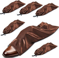 Ersmak 6 Pack Shoe Bags for Travel - Satin Shoe Bag with Drawstring - Brown Shoe Storage Bags for Protecting Storage Shoes - 17.7 x 7.9 In