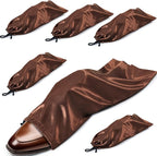 Ersmak 6 Pack Shoe Bags for Travel - Satin Shoe Bag with Drawstring - Brown Shoe Storage Bags for Protecting Storage Shoes - 17.7 x 7.9 In