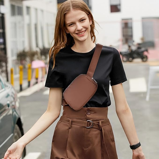 Belt Bag for Women Fanny Pack Crossbody Bags for Women Fashion Waist Packs with Adjustable Strap Gifts for Women Men (Brown)