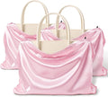 Vonty 3 Pack Silky Dust Bags for Shoes and Purses, Satin Drawstring Bag for HandBags Boots - Pink Shoe Bag Silk Dust Cover Bag Protector Travel Storage Pouch(19.6 x 15.7 In)