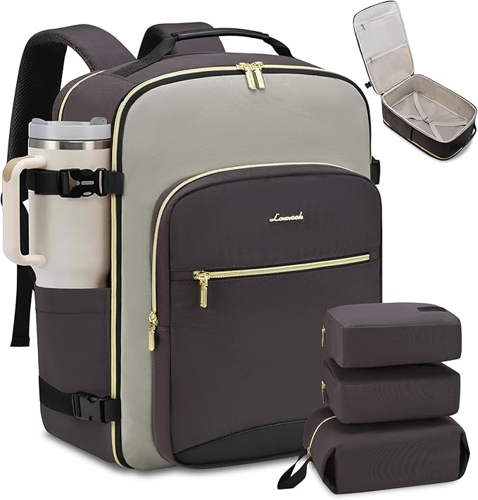 LOVEVOOK 50L Travel Backpack for Women & Men, Airline Approved Carry On Luggage with 3 Packing Cubes, TSA Overnight Bags, Waterproof Personal Item Bag, Weekender Essentials Backpacks fits 17" Laptop