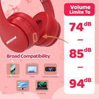 MIDOLA Kids Headphones Bluetooth 5.3 Wireless 60H Play Time Volume Limit 85/110dB Over Ear Foldable Protection Headset/Wired AUX Cord Mic for Children Boy Girl Travel School Phone Pad Tablet Red