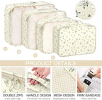 KPX 8 Set Packing Cubes for Travel, Luggage Packing Organizers Accessories Large Toiletries Bag for Clothes Shoes Cosmetics (8Set-Gray Flower)
