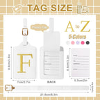 Personalized Initial Luggage Tags for Suitcase TSA Approved, White Leather Cute Luggage Tag with Privacy Cover Name Card, Embroidered Custom Luggage Tags Travel Baggage Tags Gifts for Women Kids(F)