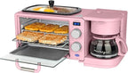 Nostalgia 3-in-1 Retro Breakfast Station - Includes 5 Cup Coffee Maker, Non-Stick Ceramic Griddle, and 4-Slice Toaster Oven - Built-In Timer, Reusable Coffee Filter, Space-Saving Design - Pink