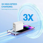 3 USB A Ports Charger Block，YTFCYIKBG Cell Phone wall Chargers，USB Cube wall Plug，for iPhone 14/13/12/11/X/XR/X/8/7/6, Galaxy, Android Phones and More （White）