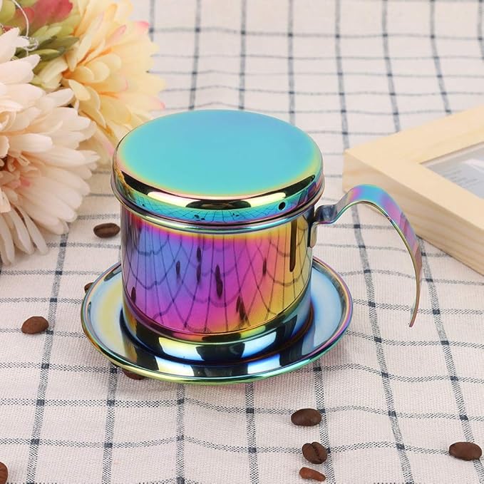 Fdit 304 Stainless Steel Coffee Pot, Pour Over Coffee Dripper with Reusable Filter 7.5cm Inner Diameter Portable Drip Coffee Maker for Home Office Travel