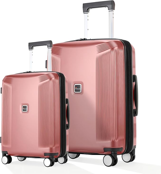 Luggage Sets 2 Piece, 20/28 Inch Lightweight Expandable PC Hardside Durable Suitcases with Spinner Wheels & TSA Lock, Pink