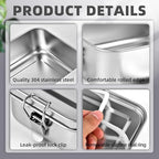 4 PCS Stainless Steel Bento Box 550ml, Metal Lunch Box Food Containers, Steel Lunch Container for Home, Work, Camping