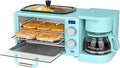 Nostalgia 3-in-1 Retro Breakfast Station - Includes 5 Cup Coffee Maker, Non-Stick Ceramic Griddle, and 4-Slice Toaster Oven - Built-In Timer, Reusable Coffee Filter, Space-Saving Design - Aqua