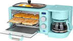 Nostalgia 3-in-1 Retro Breakfast Station - Includes 5 Cup Coffee Maker, Non-Stick Ceramic Griddle, and 4-Slice Toaster Oven - Built-In Timer, Reusable Coffee Filter, Space-Saving Design - Aqua