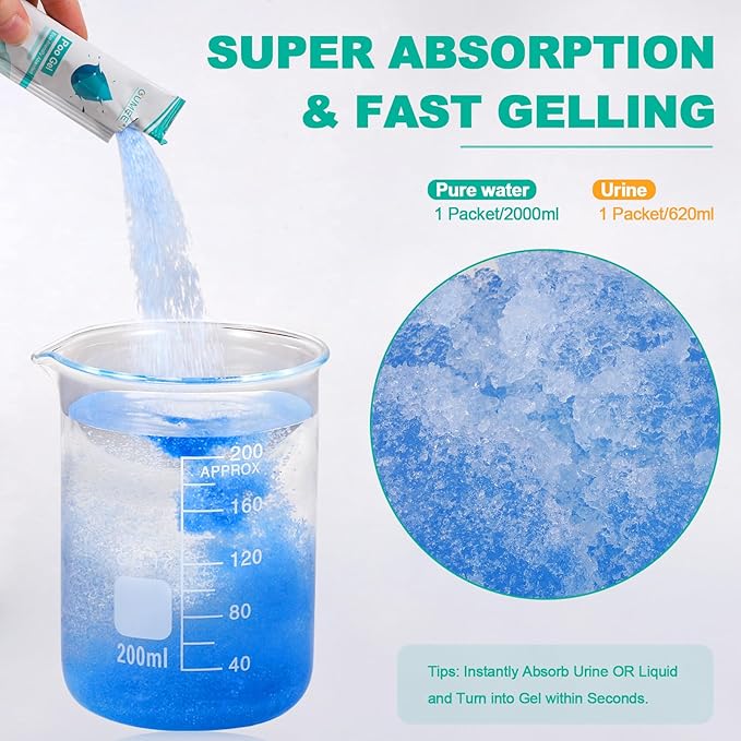 Lemon Portable Toilet Gel, Poo Gel for Potty, Camping Toilet Powder for Bucket, Eco Absorbent Gelling, Portable Urine Packets for Outdoor Recreation Supplies(50)